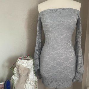Bell Sleeve Lace Mini Dress